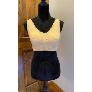 Crisscross Bralette with Front Straps to “Lift” size ? Large Beige Yellow